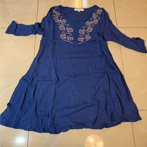 Altard State Blue Embroidered Boho Dress Size Small